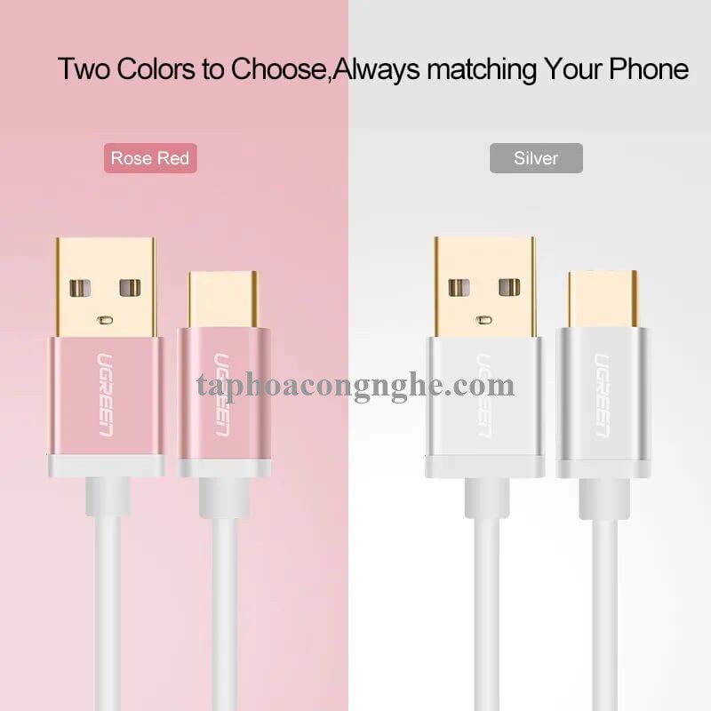 Ugreen 30507 0.5M màu hồng Bộ chuyển đổi USB 2.0 sang USB-C US188 30030507